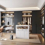 Vitrine avec plateau en verre trempé et rangement verrouillable – 39,4