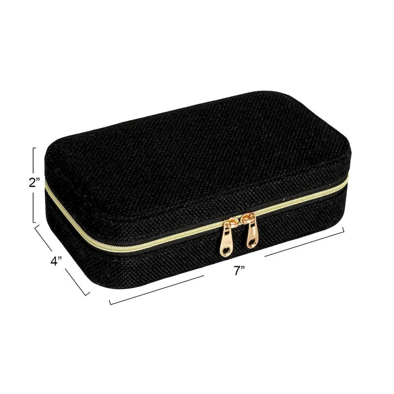  Fabric Travel Jewelry Organizer Box - 7.1L x 3.9W x 2.0H