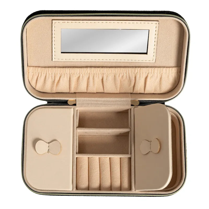 Boîte de rangement de bijoux de voyage en tissu - 7,1L x 3,9l x 2,0H