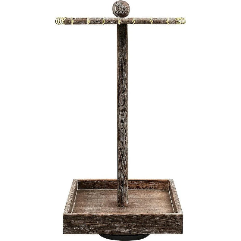 Organisateur de bijoux rotatif en bois - P