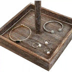 Organisateur de bijoux rotatif en bois - P