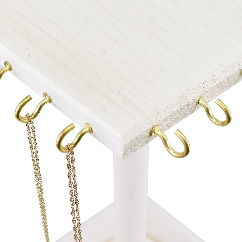 Organisateur de bijoux rotatif en bois - P