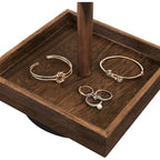 Organisateur de bijoux rotatif en bois - P