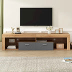 Meuble TV Design Moderne pour Téléviseurs jusqu'à 80 pouces, Meuble TV Mural avec Lumières LED, Console Multimédia avec 6 Casiers de Rangement