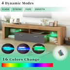 Meuble TV Design Moderne pour Téléviseurs jusqu'à 80 pouces, Meuble TV Mural avec Lumières LED, Console Multimédia avec 6 Casiers de Rangement
